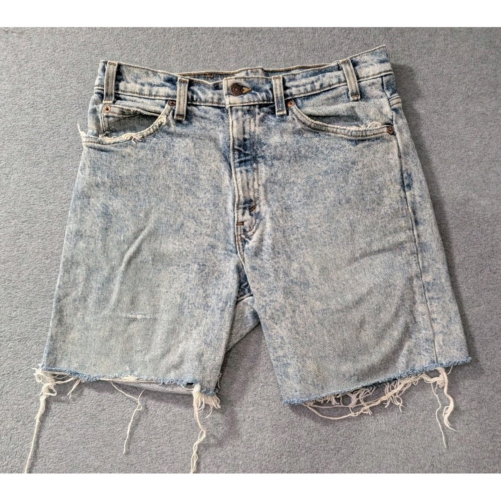 VTG Levi's Orange Tab Cut Off Denim Shorts USA Made Acid Wash 32x6 80's 90's